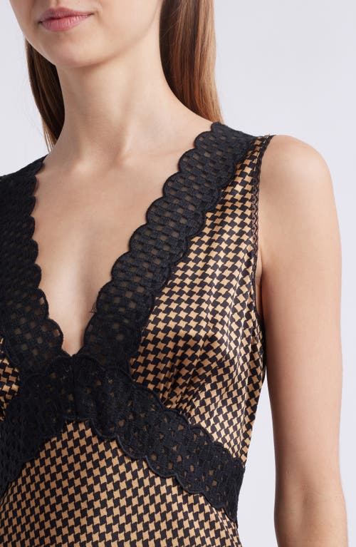 Rails Simona Check Lace Trim Sleeveless Maxi Dress In Brown