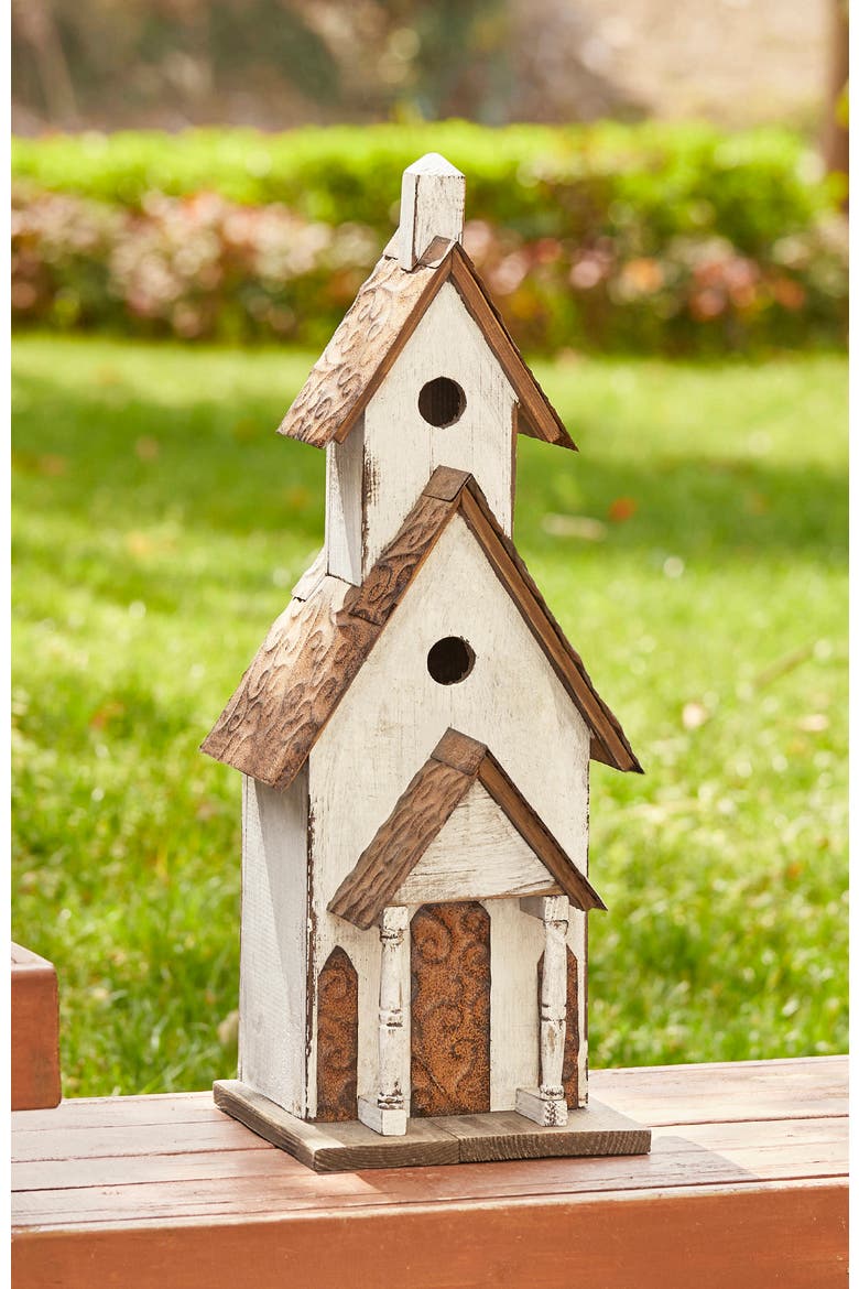 23.5"H Extra-Large Farmhouse Wood White Birdhouse, Alternate, color, White