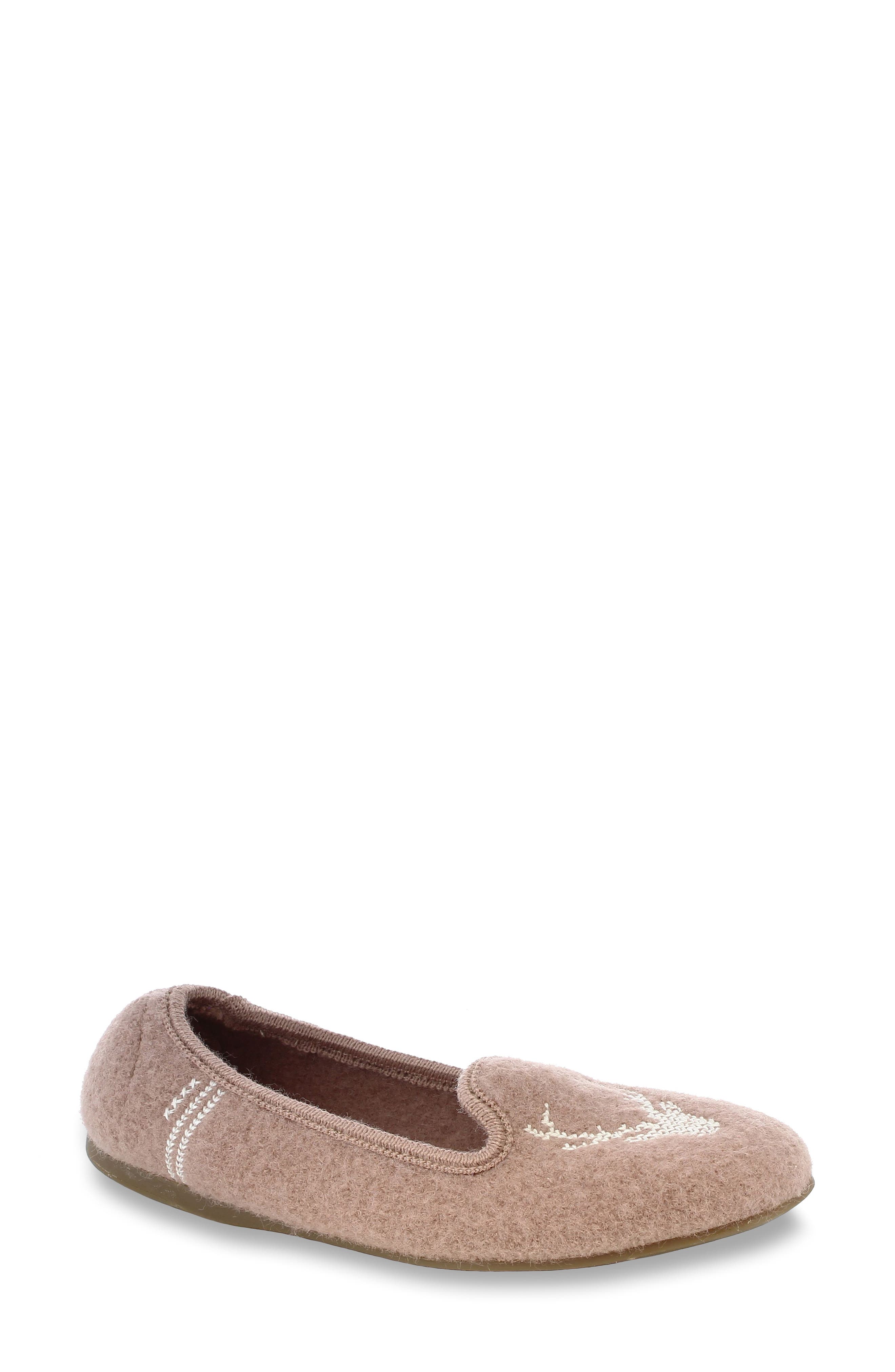 Buck Boiled Wool Ballerina Slipper, Main, color, WOOD ROSE