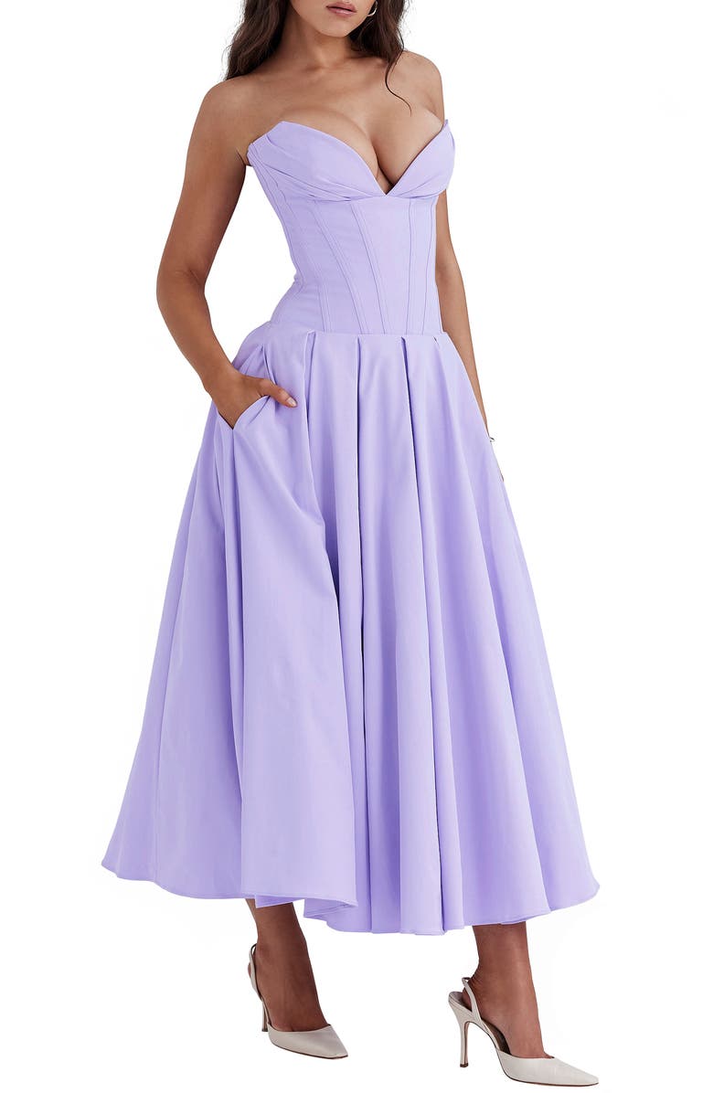 HOUSE OF CB Lady Strapless Cocktail Dress, Alternate, color, Pastel Lilac