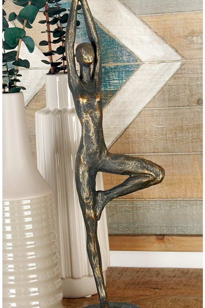 Brass Polystone Modern Yoga Sculpture, Alternate, color, BRASS