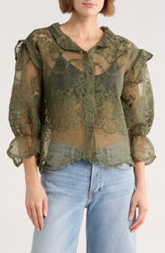 Forgotten Grace Victorian Lace Button-Up Shirt