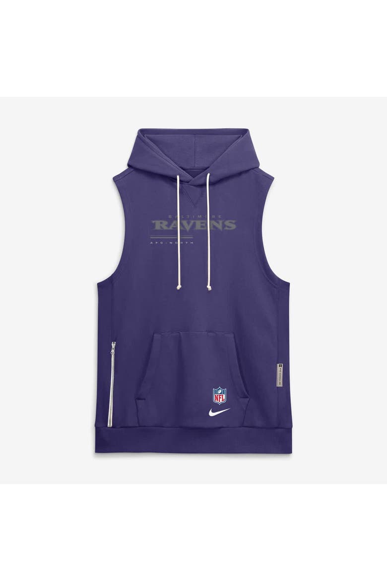 Men's Nike Purple Baltimore Ravens Sideline Standard Issue Dri-FIT Sleeveless Hoodie, Alternate, color, Purple