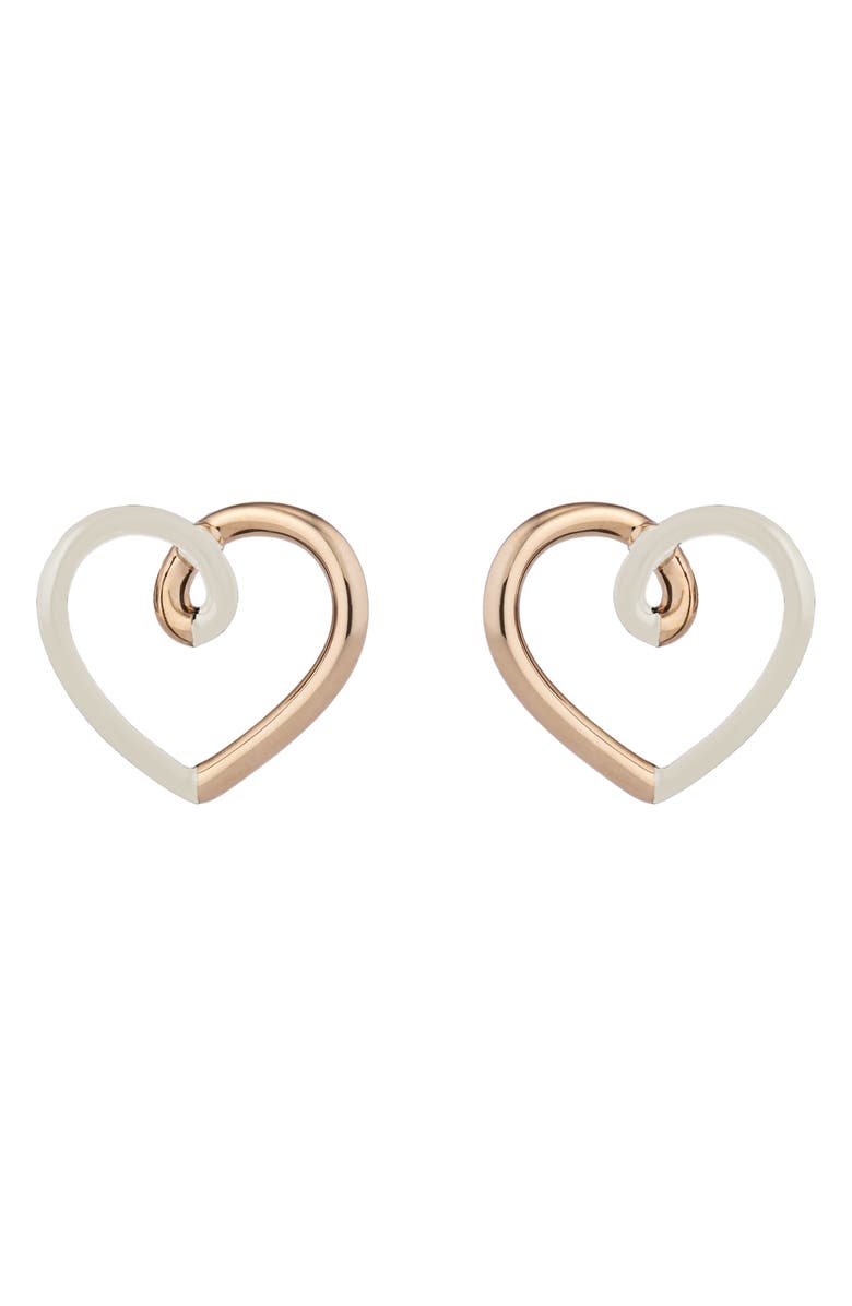 Bea Bongiasca Love Two-Tone Heart Earrings, Main, color, Cream