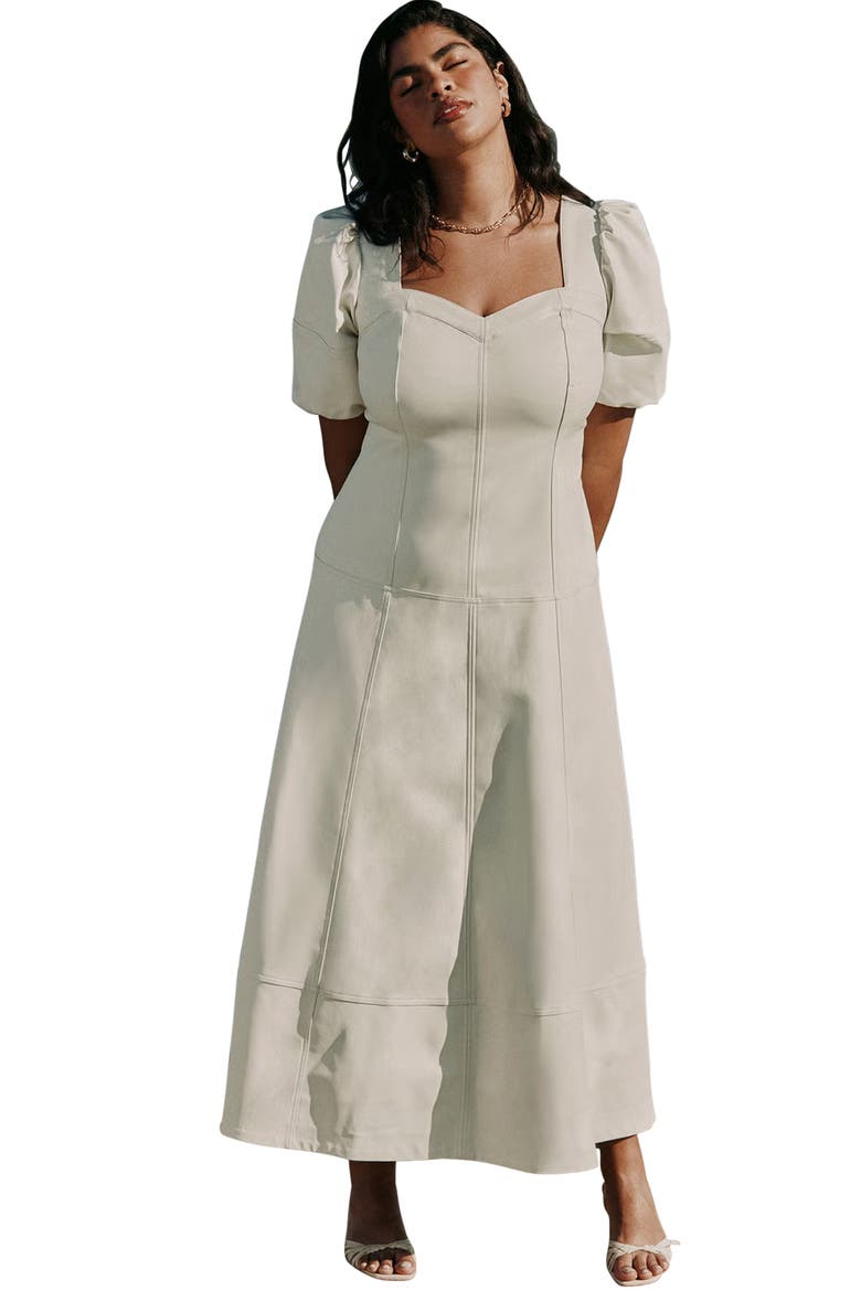 Faux Leather Puff Sleeve Maxi Dress, Main, color, TOFU