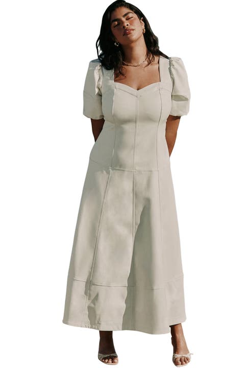 Faux Leather Puff Sleeve Maxi Dress