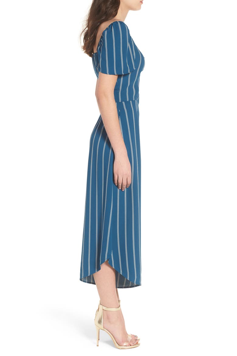 Cutout Culotte Jumpsuit, Alternate, color, TEAL SEAGATE PINSTRIPE