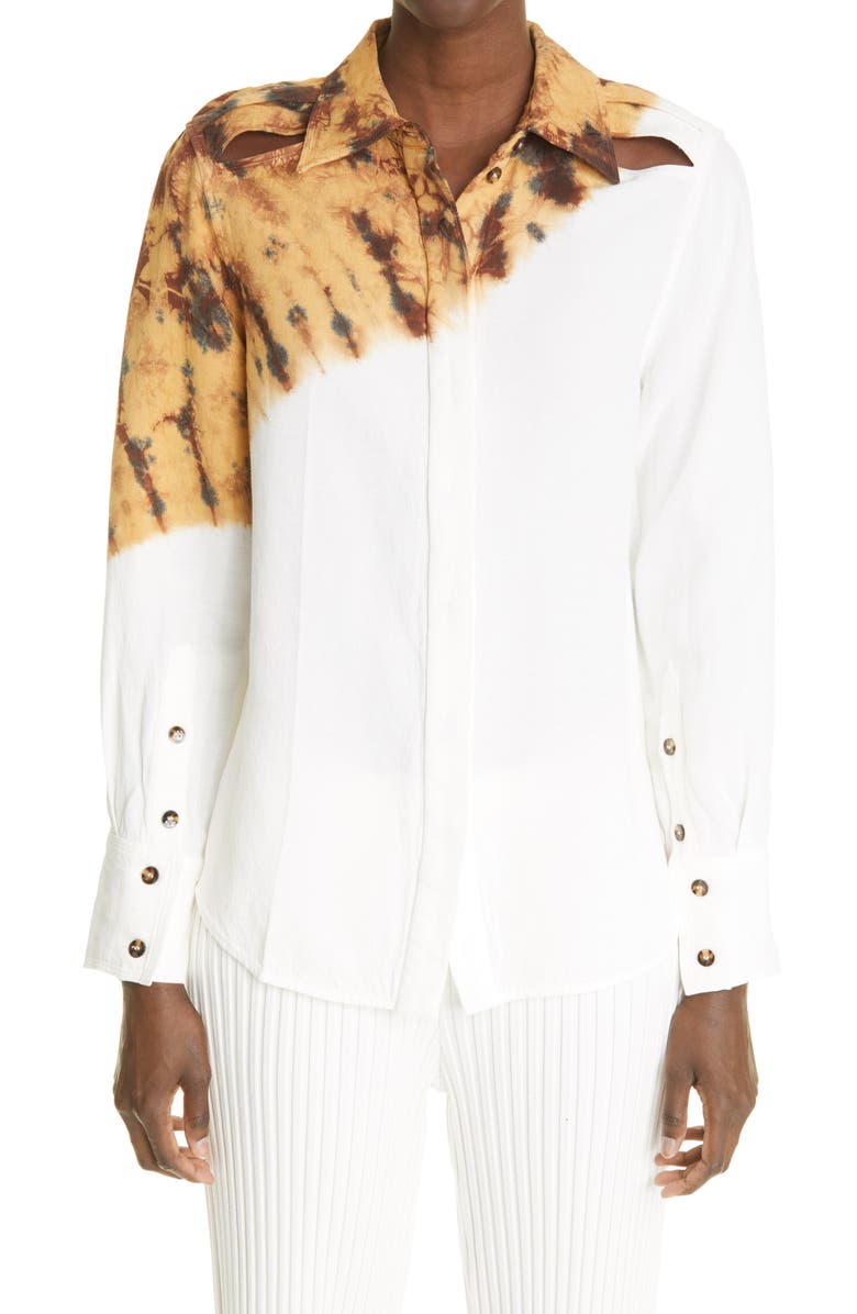 Proenza Schouler Women's Tie Dye Cutout Button-Up Shirt, Main, color, 