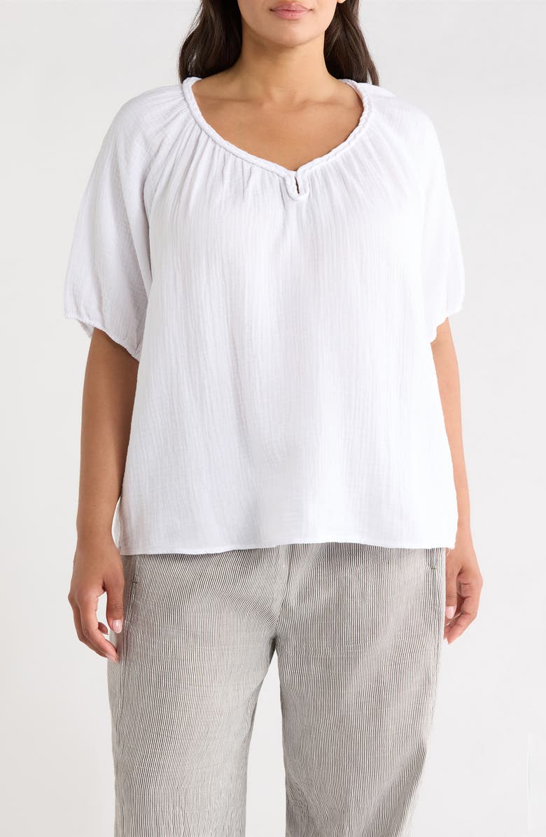 beachlunchlounge Xyla Cotton Gauze Top, Main, color,