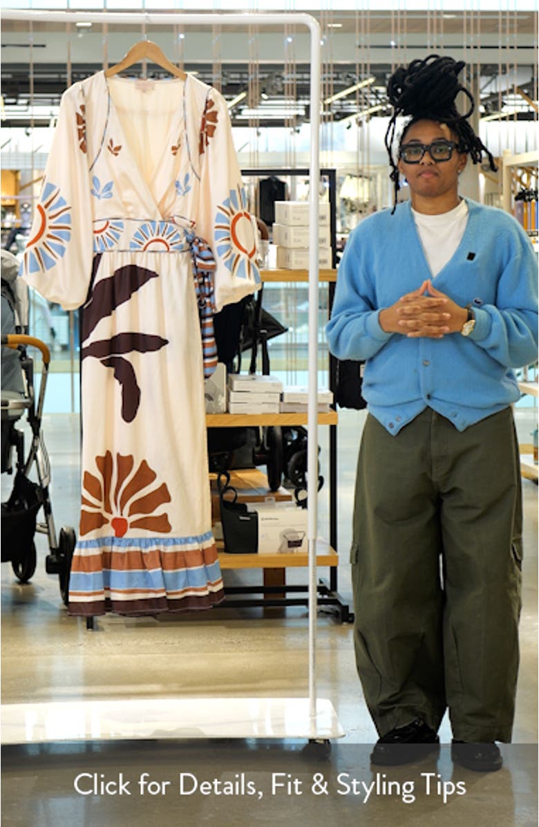 Willow Print Long Sleeve Satin Maxi Dress, sales video thumbnail