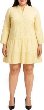 Standards & Practices Bell Sleeve Eyelet Tiered Dress