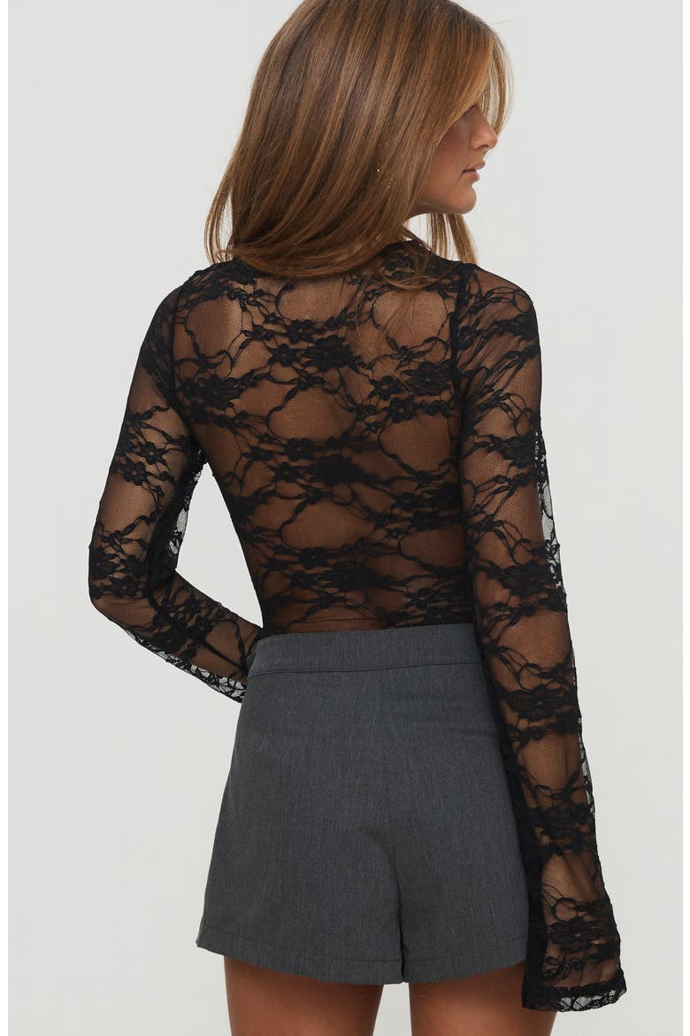 Feelix Long Sleeved Lace Bodysuit, Alternate, color, BLACK