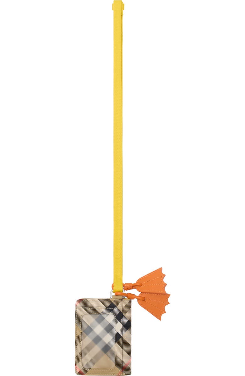 Burberry Duck Check Folding Card Case with Lanyard, Alternate, color, Sand Beige