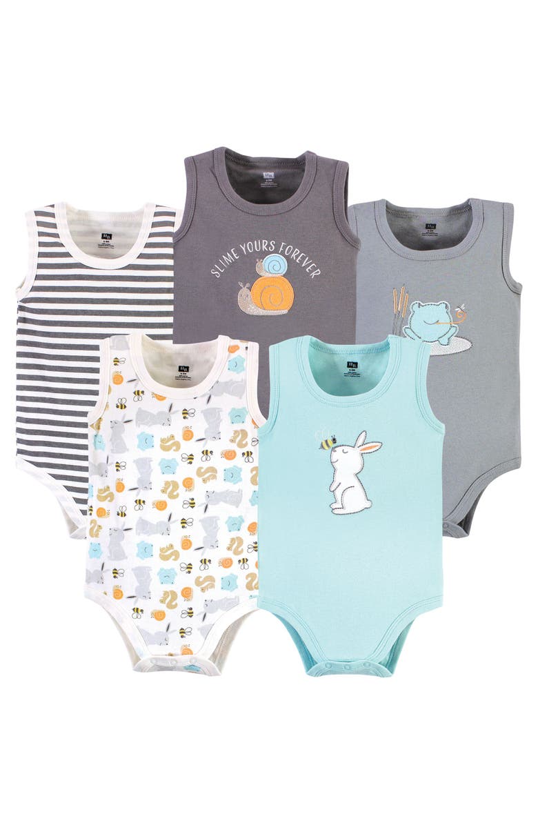 Hudson Baby Five-Piece Sleeveless Infant Essentials, Main, color, Bunny And Bee