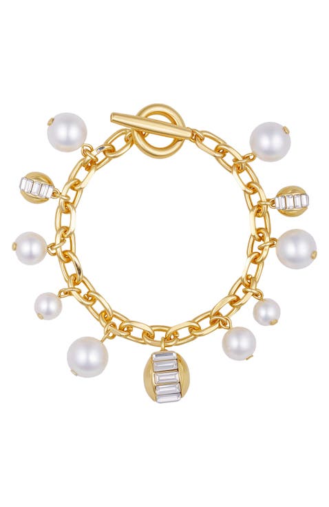 Pearl Crystal Charm Bracelet