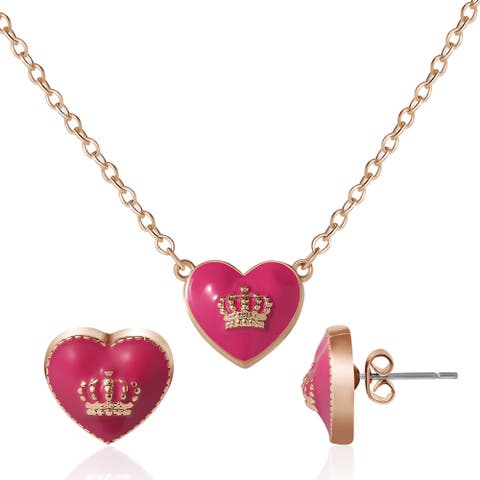 Crown Heart Necklace & Earring Set