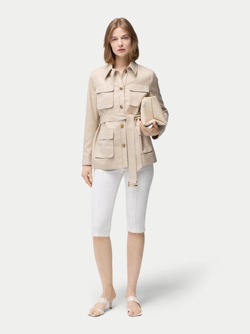 Gobi Mongolian Cashmere Belted Cashmere Safari Jacket In Warm Grey