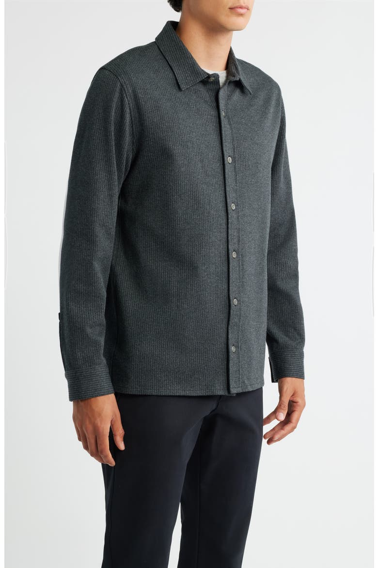 Pinstripe Jacquard Button-Up Shirt, Alternate, color, CHARCOAL