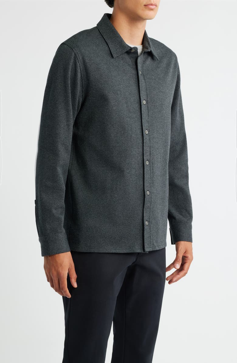 Vince Pinstripe Jacquard Button-Up Shirt, Alternate, color, Charcoal