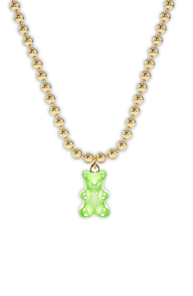 Little Miss Zoe Gummy Bear Charm Necklace in Gift Bottle, Alternate, color, Green