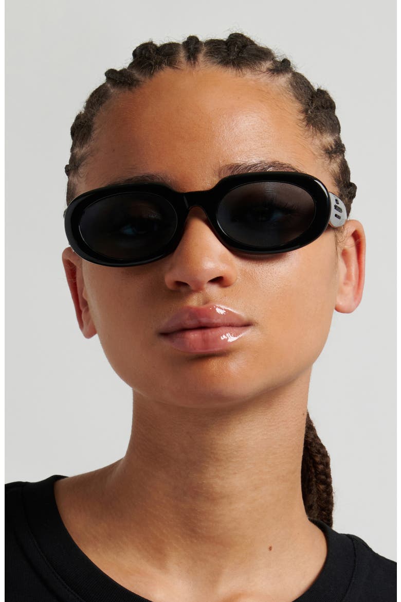 53mm Oval Sunglasses, Alternate, color, BLACK/ BLUE