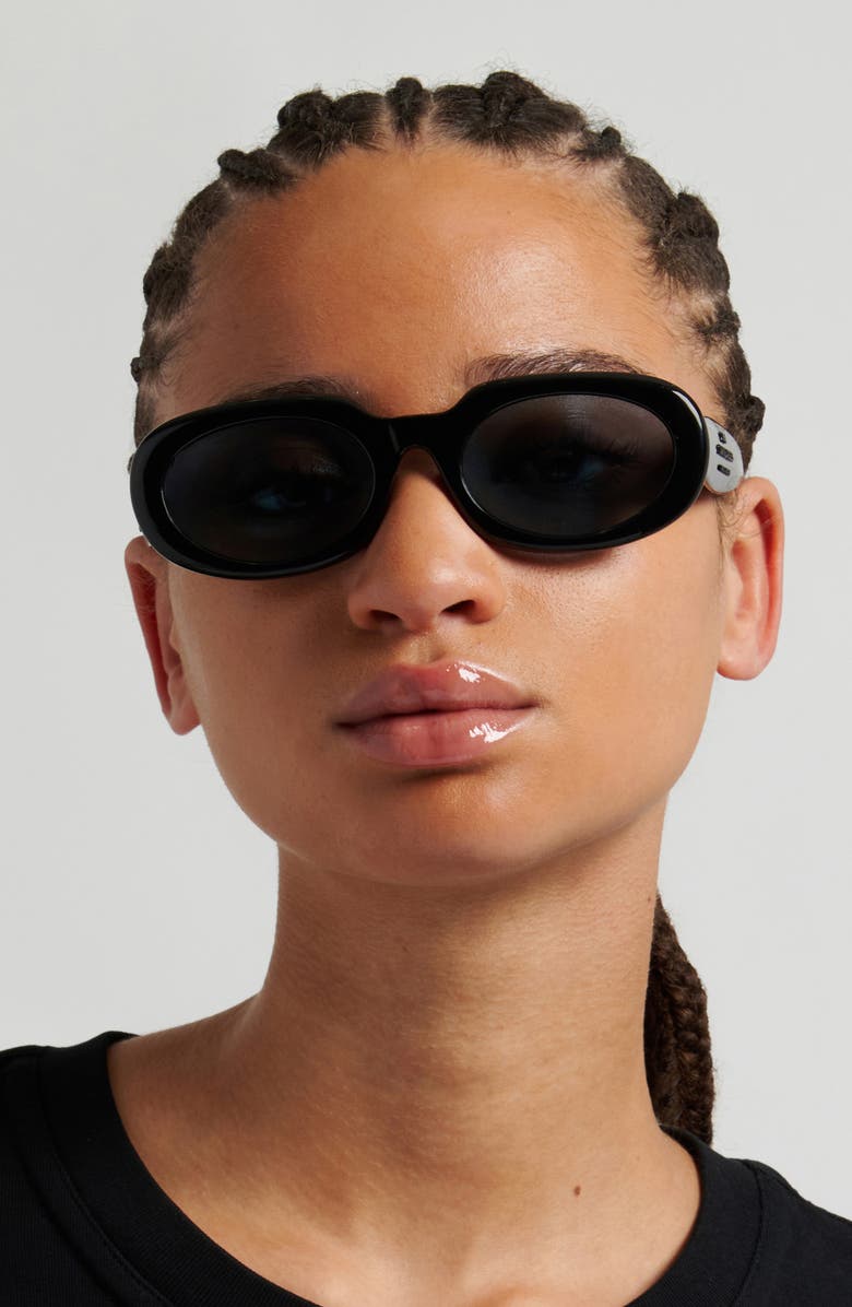 Marc Jacobs 53mm Oval Sunglasses, Alternate, color, Black/ Blue