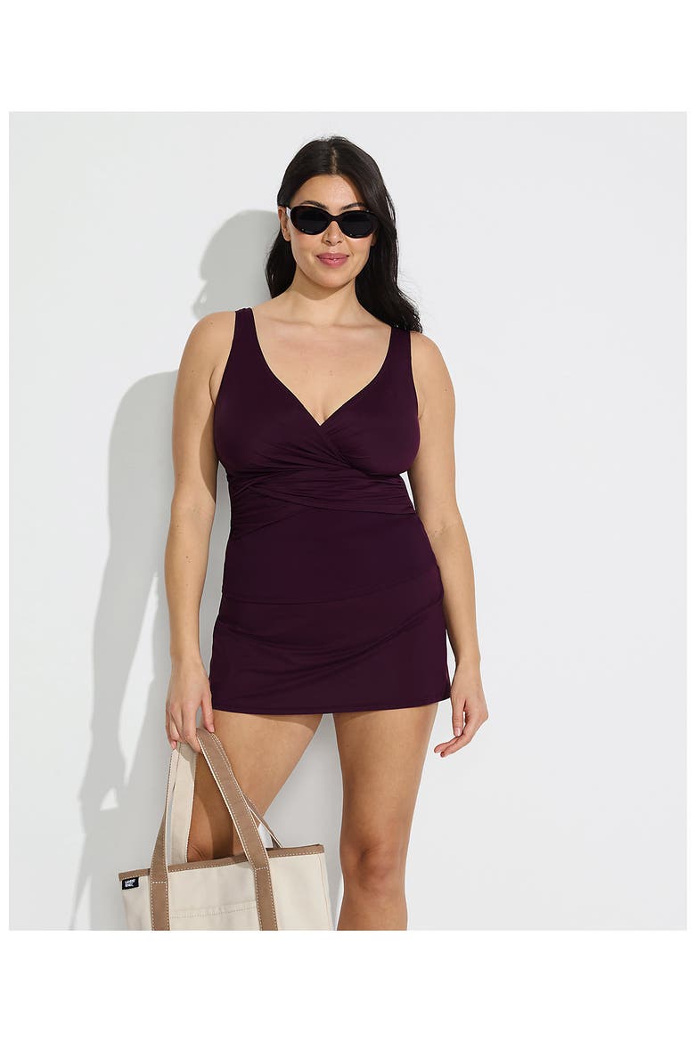 Plus Size Slender Suit Wrap Tankini Top, Alternate, color, Dark Wine