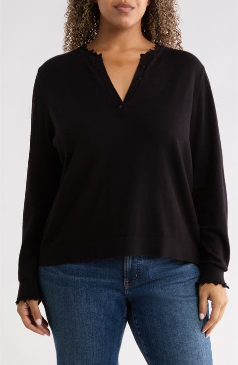 Ruffle Henley Sweater