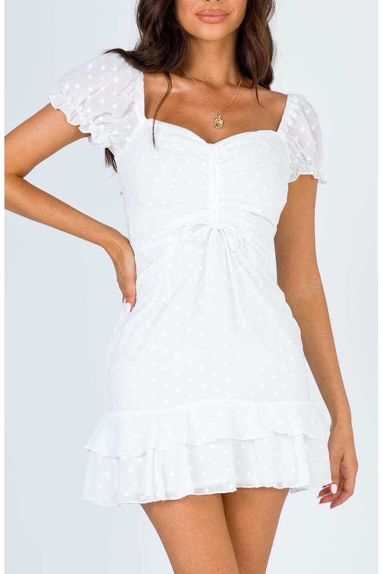 Mikail Puff Sleeve Minidress, Main, color, WHITE