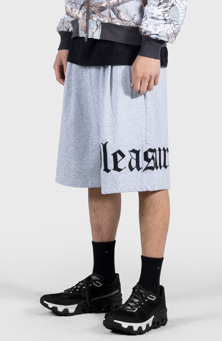 PLEASURES OE Wide Knit Drawstring Shorts, Alternate, color, Grey Mlange