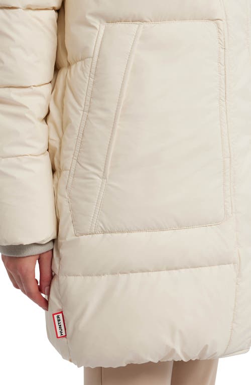 Hunter Almond Water Repellent Faux Shearling Lined Hooded Puffer Jacket In Neutral