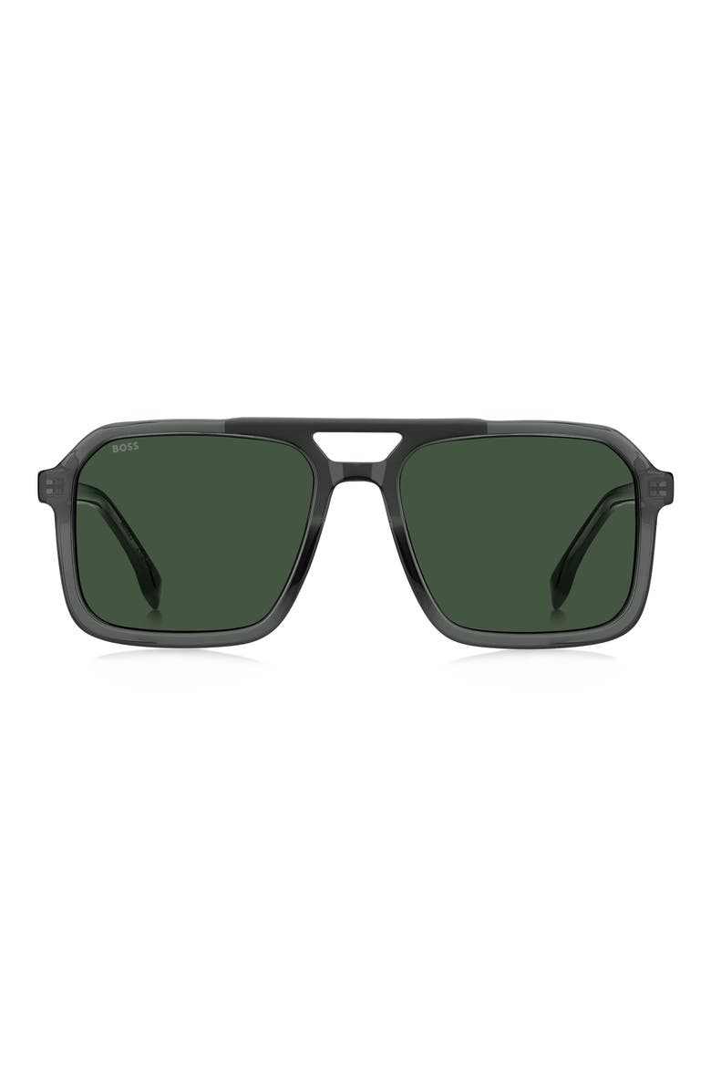 56mm Sunglasses, Main, color, GREEN/ GREEN