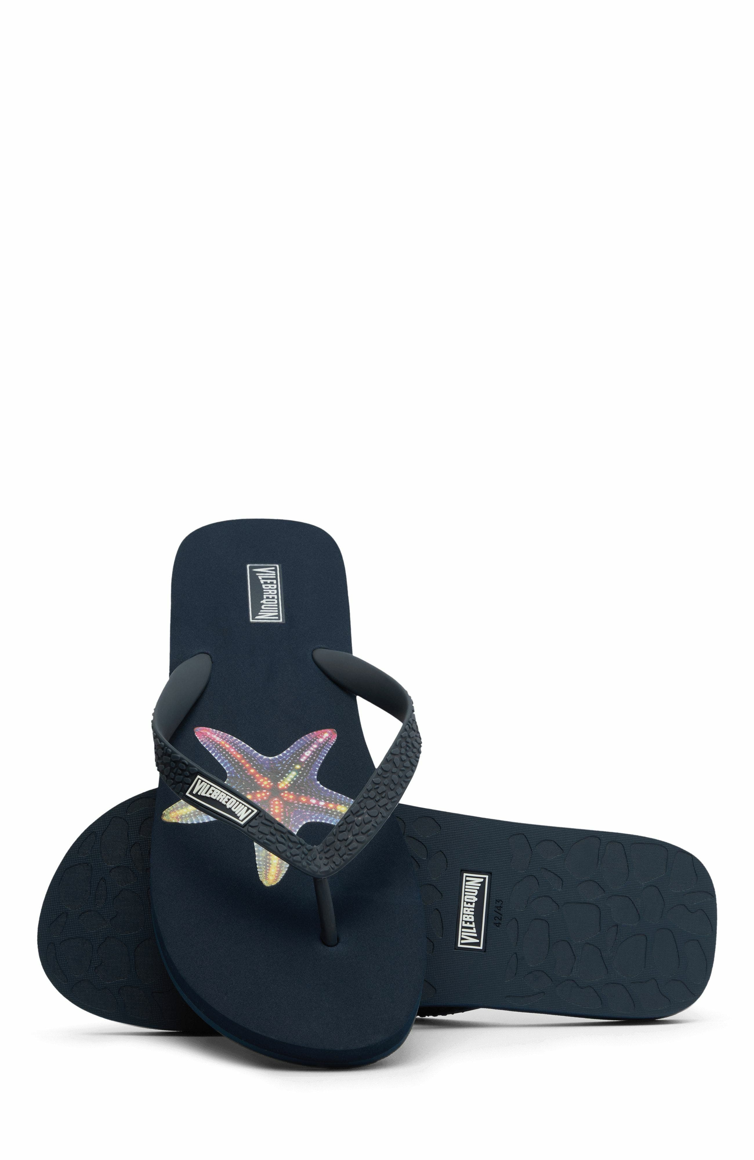 Vilebrequin Men's VBQ Line Flip Flops, Alternate, color, Bleu Marine