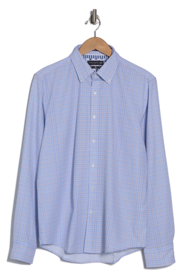 Plaid Tech Button-Down Shirt, Alternate, color, WHITE/ BLUE