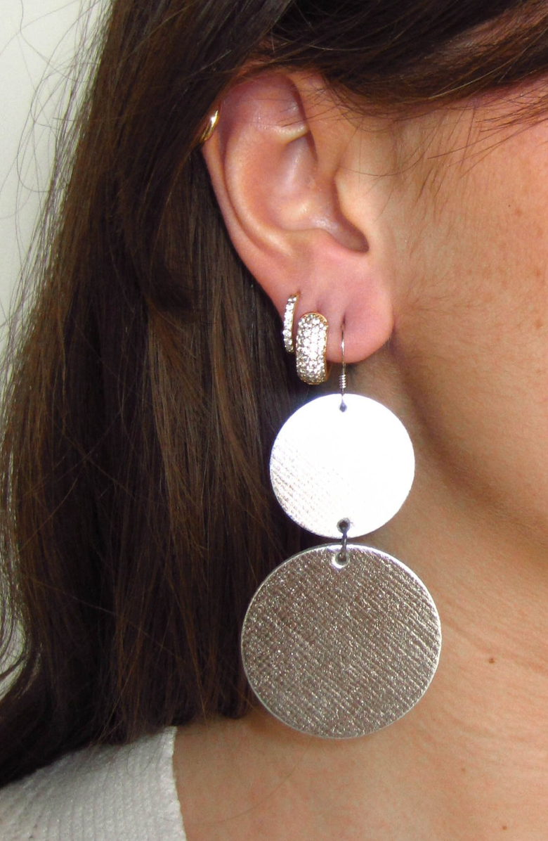 Nickel 
Suede Devon Earrings, Alternate, color, Silver Leaf