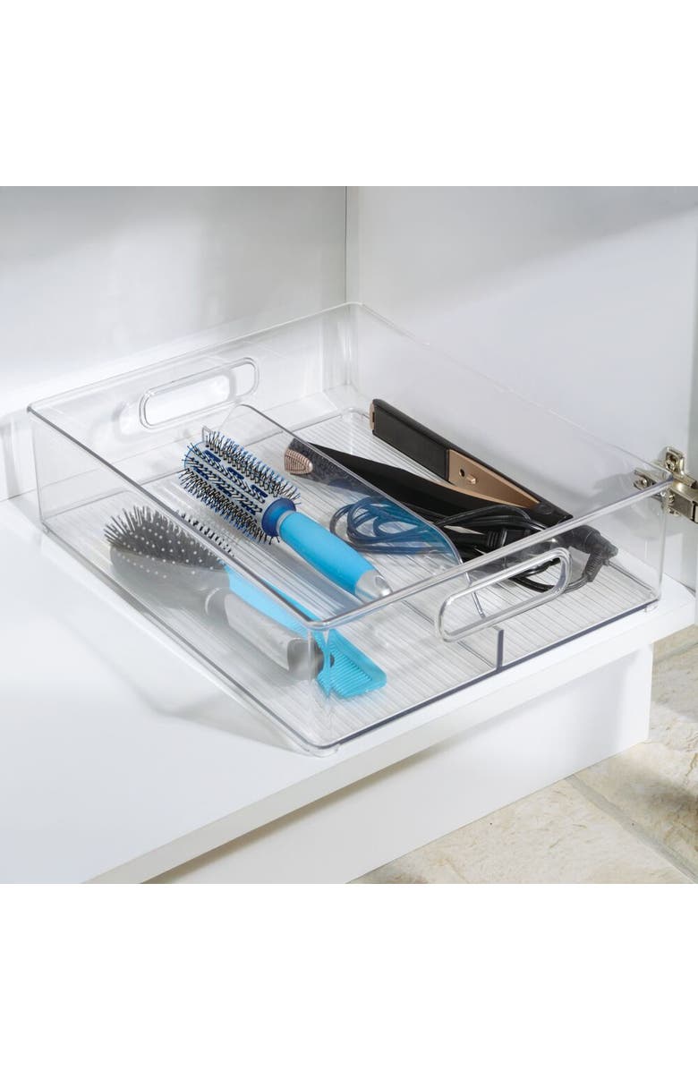 mDesign Divided Pantry Bin with Handles for Pantry, Refrigerator, or Freezer - Set of 6 - Clear, Alternate, color, Clear