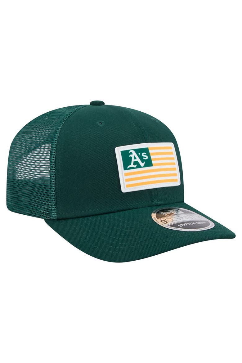 Men's New Era Green Athletics Flag 9SEVENTY Stretch-Snap Hat, Alternate, color, Green