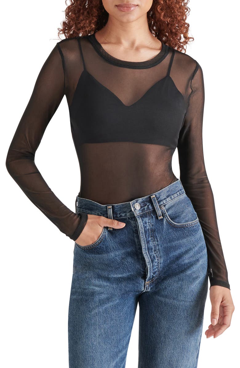 Steve Madden Azure Mesh Bodysuit, Main, color, 