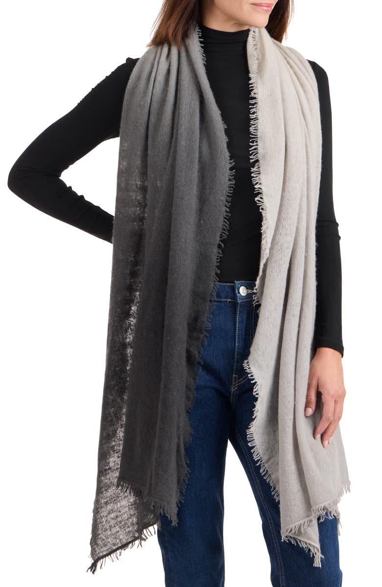 Amicale Dip Dye Cashmere Scarf, Main, color, Charcoal/ Grey