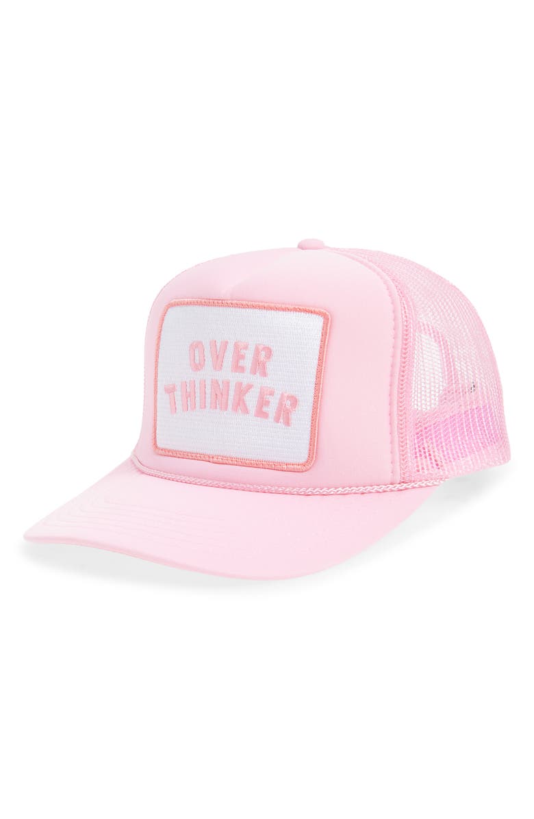 Friday Feelin’ Overthinker Trucker Hat, Main, color, Light Pink