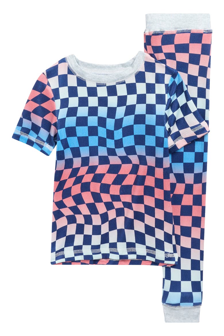 Kids' Print Fitted Short Sleeve Two-Piece Pajamas, Main, color, NAVY