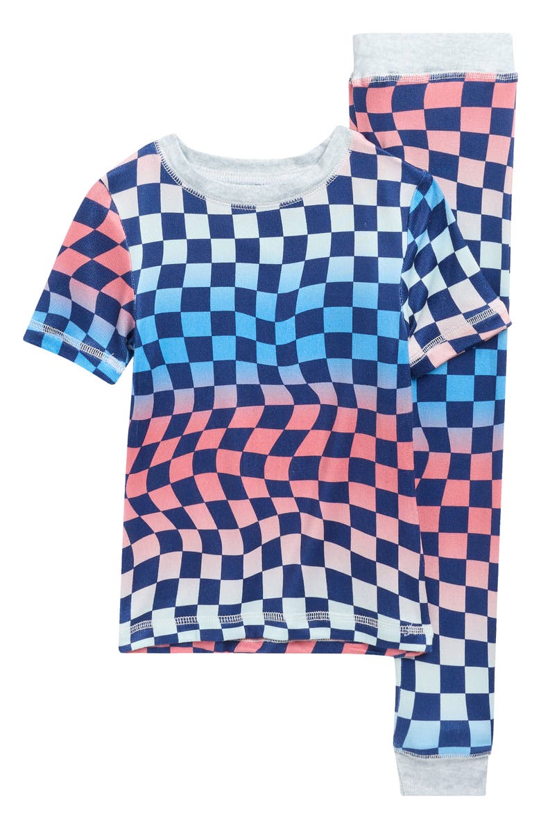 SLEEP ON IT Kids' Print Fitted Short Sleeve Two-Piece Pajamas, Main, color, Navy