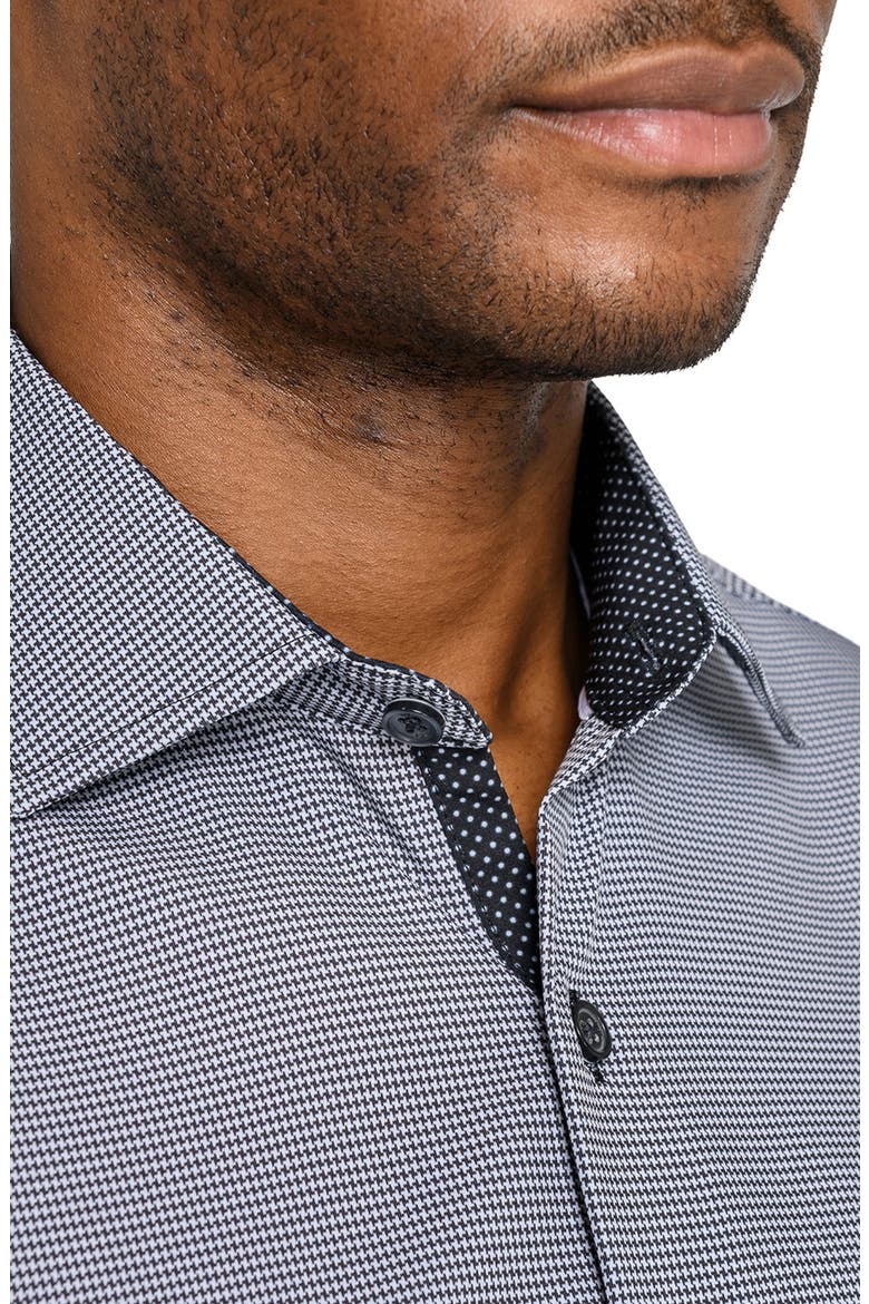 Regular Fit Black Micro Houndstooth Performance Dress Shirt, Alternate, color, BLACK/ WHITE