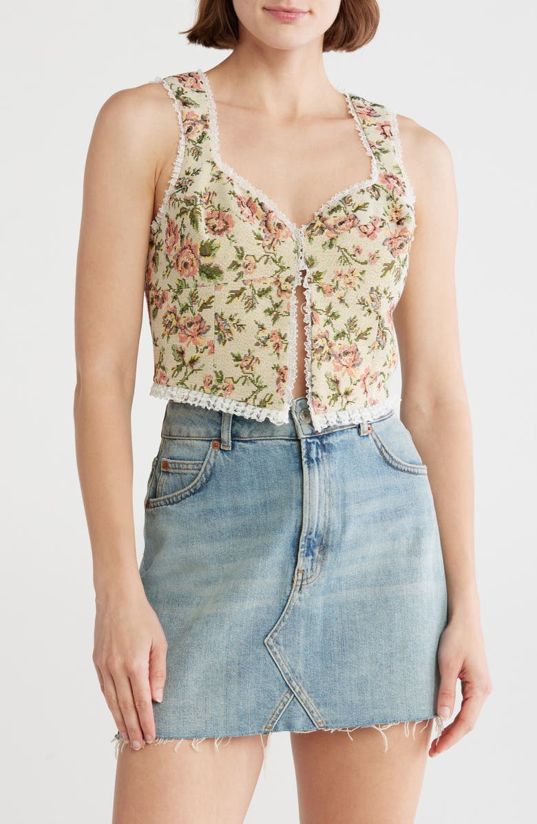 Lush Tapestry Corset Top, Main, color, Taupe Multi