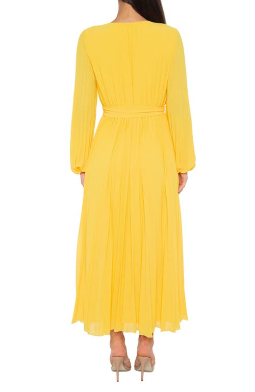 Marina Front Keyhole Long Sleeve Maxi Dress In Yellow