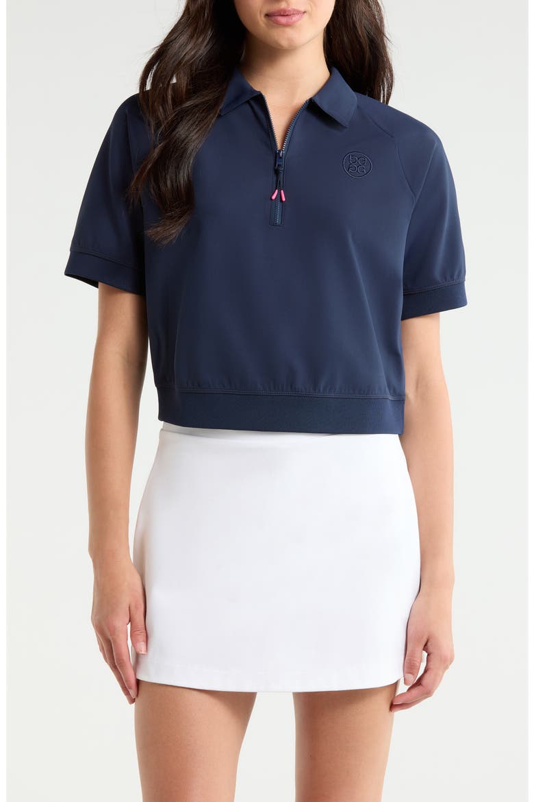 Cropped Stretch Scuba Quarter Zip Polo, Main, color, TWILIGHT