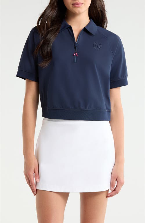 G/fore Cropped Stretch Scuba Quarter Zip Polo In Purple