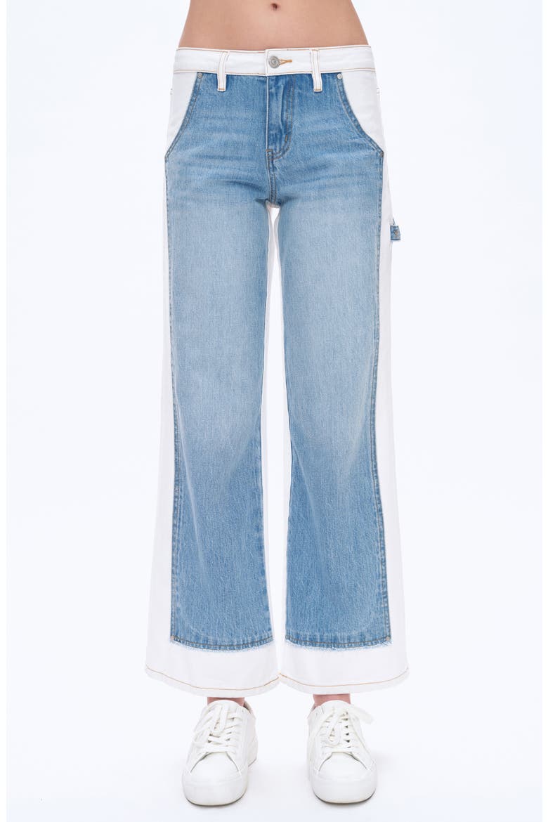Jeremy Two-Tone High Waist Wide Leg Jeans, Main, color, CREAM