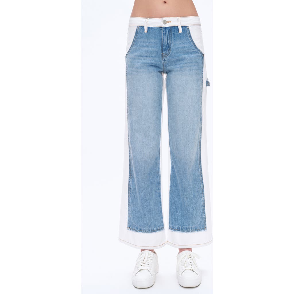 Bayeas Jeremy Two-tone High Waist Wide Leg Jeans In Cream
