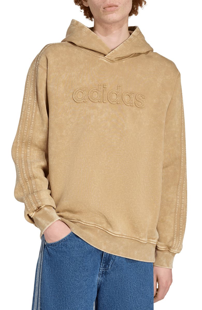 adidas Washed Cotton Blend Hoodie, Main, color, Cardbo